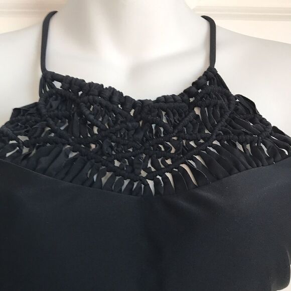 Xhilaration Crochet Halter Bikini Top Black Large - Picture 3 of 10
